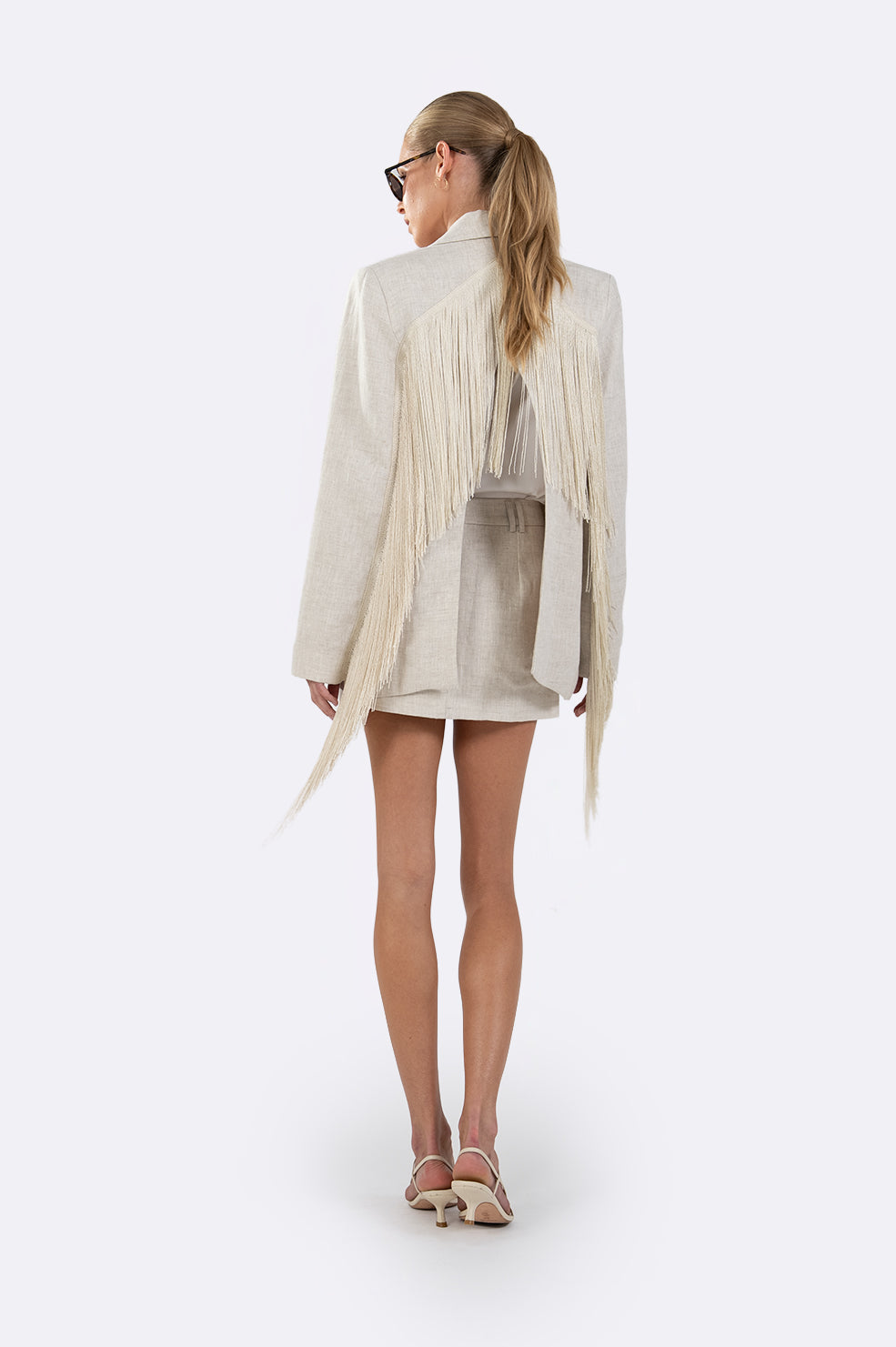 Vivienne Linen Fringe Blazer - Oat Blazer Parentezi