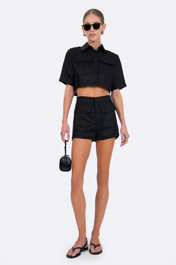 Valeria Cargo Crop - Black Tops parentezi