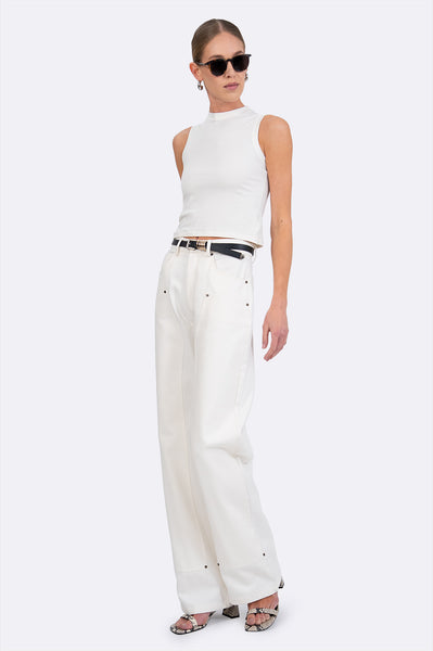 新品未使用　DENIM LIKE CORSET WORK PANTS ホワイト Lara - White Denim Pant | Parentezi