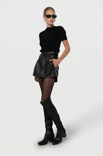Dali Leather Shorts BOTTOMS Parentezi XS Black