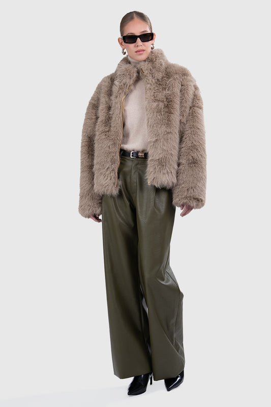Jacqueline Faux Fur Coat - Taupe
