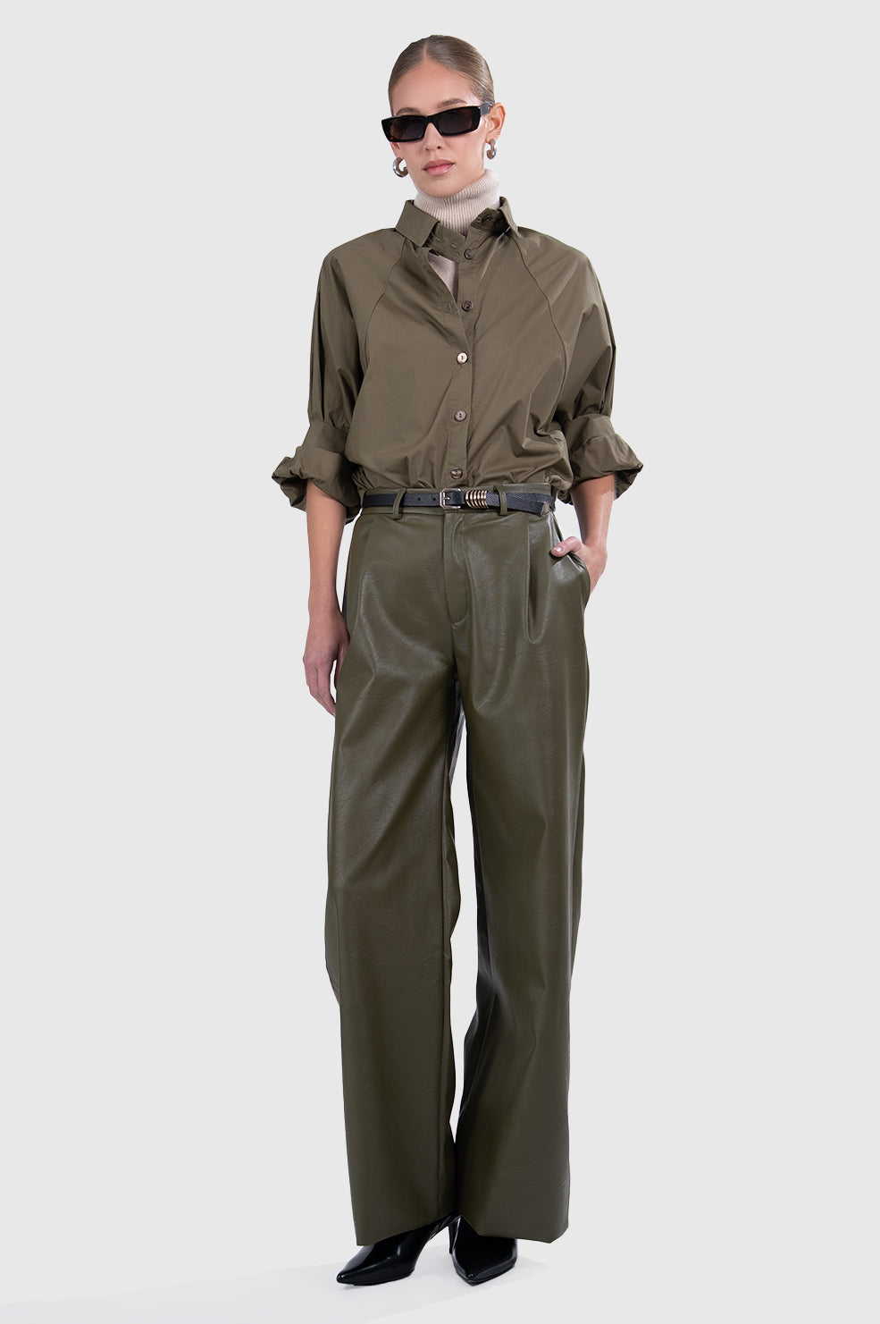 Beck Poplin Shirt - Olive Tops Parentezi
