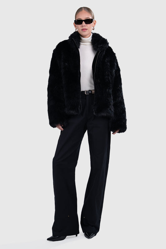 Jacqueline Faux Fur Coat - Black