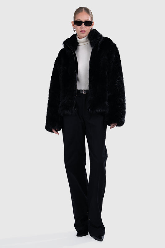 Jacqueline Faux Fur Coat - Black
