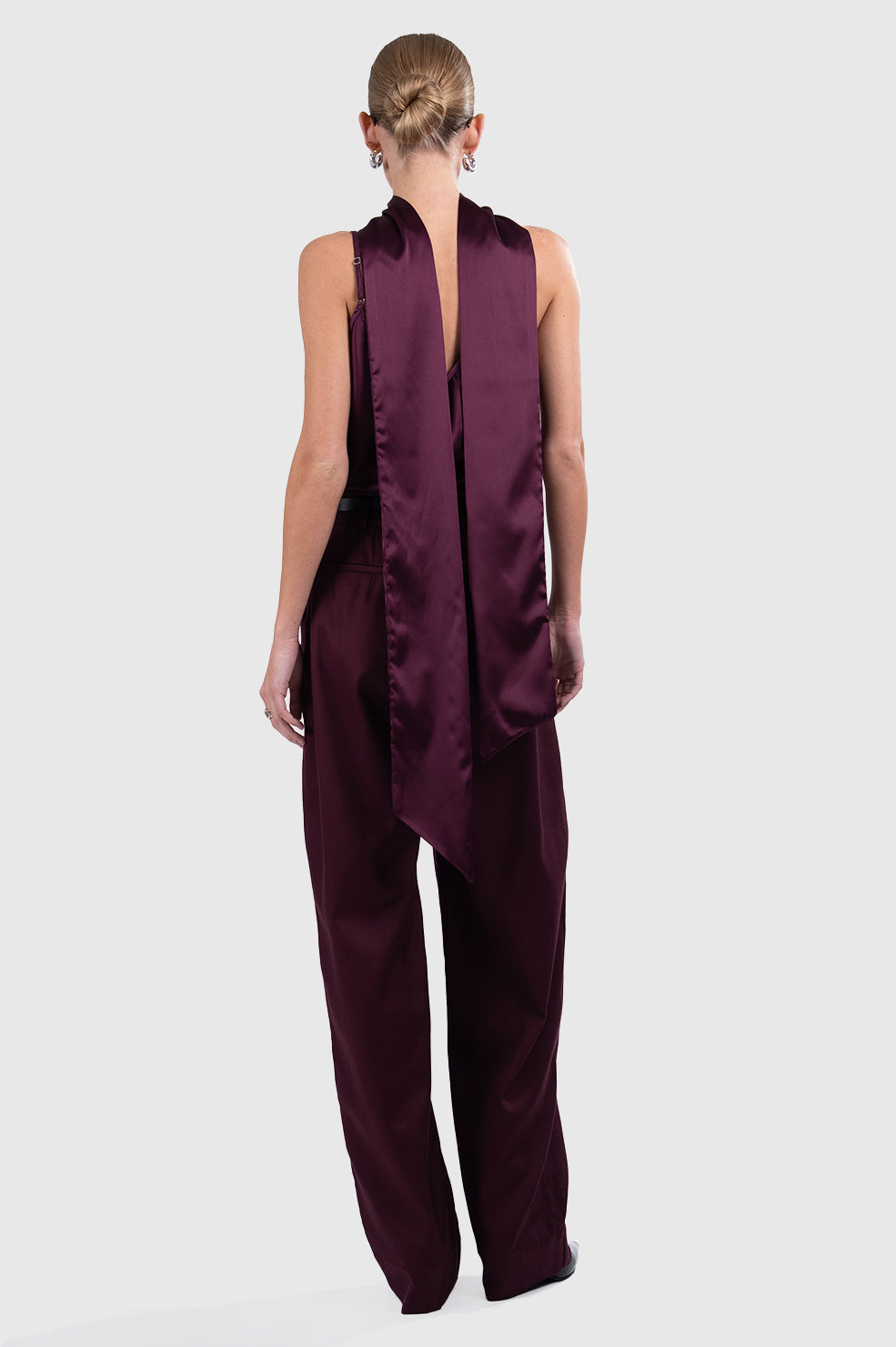 Alina Silk Scarf Top - Plum Tops Parentezi