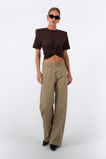 Wren Denim Pants - Khaki BOTTOMS Parentezi
