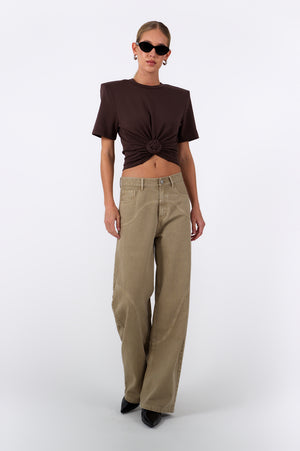 Wren Denim Pants - Khaki