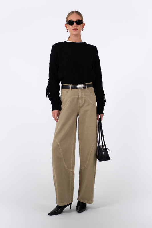 Wren Denim Pants - Khaki BOTTOMS Parentezi
