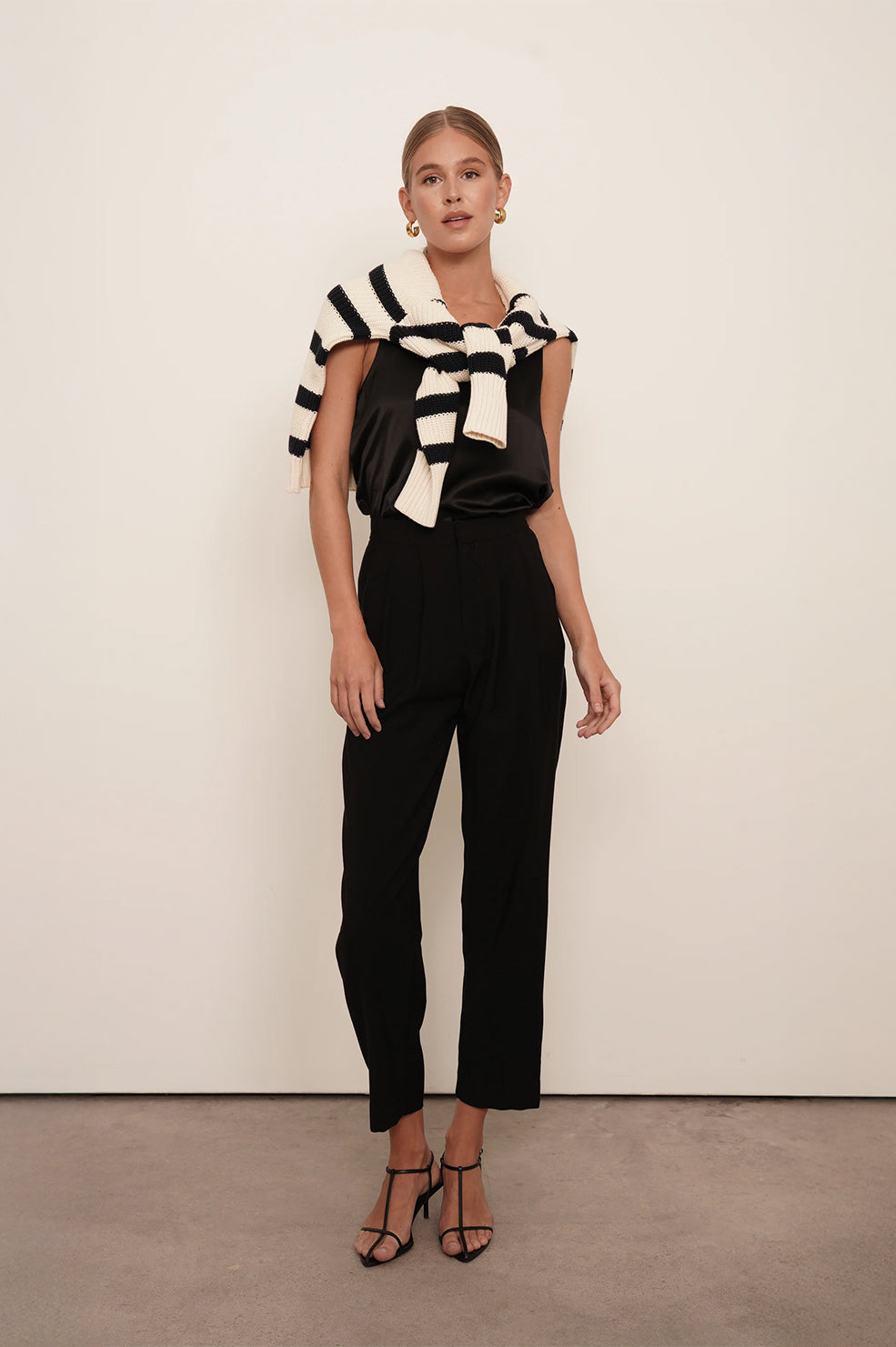Mia Cotton Sweater - Navy Stripes Tops Parentezi