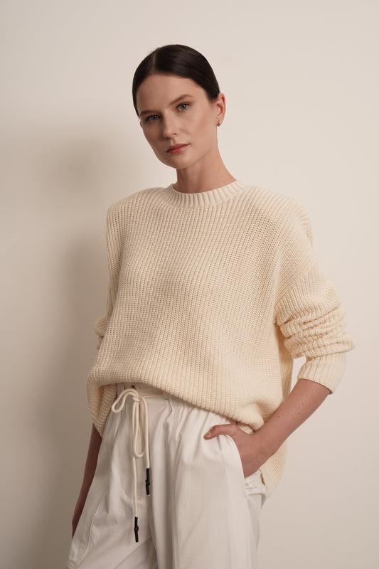 Mia Cotton Sweater - Ivory