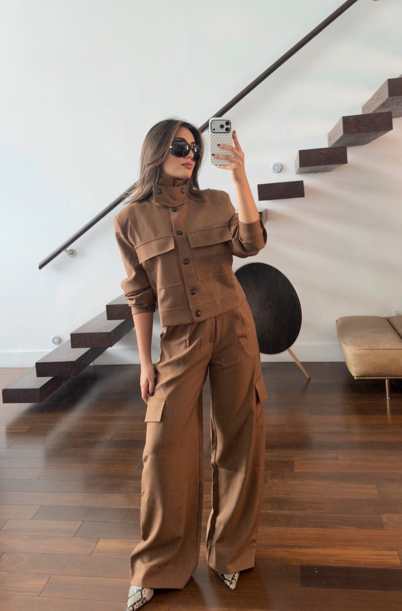 Phoebe Bomber and Piper Pants Camel