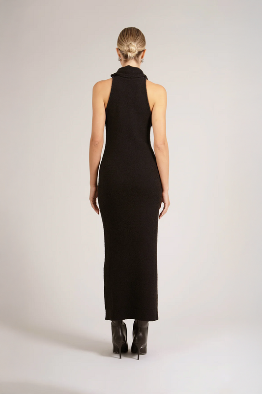 Jacqueline Wrapped Sweater Dress - Black Dress Parentezi