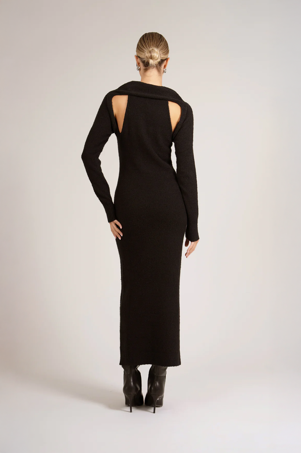 Jacqueline Wrapped Sweater Dress - Black Dress Parentezi