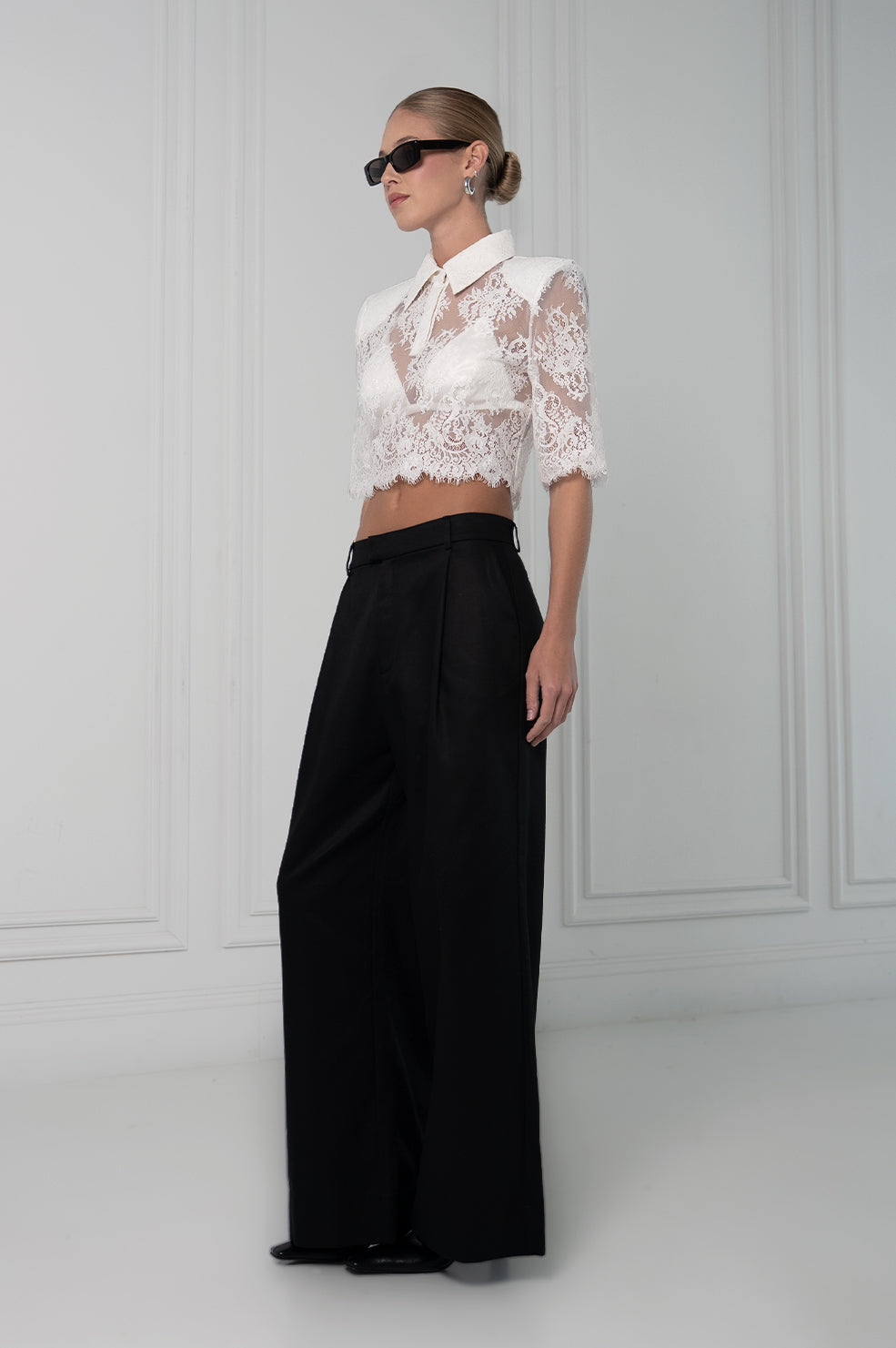 Loretta Lace Polo - White Tops Parentezi