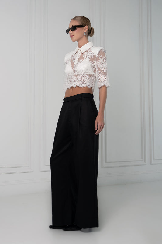 Loretta Lace Polo - White Tops Parentezi