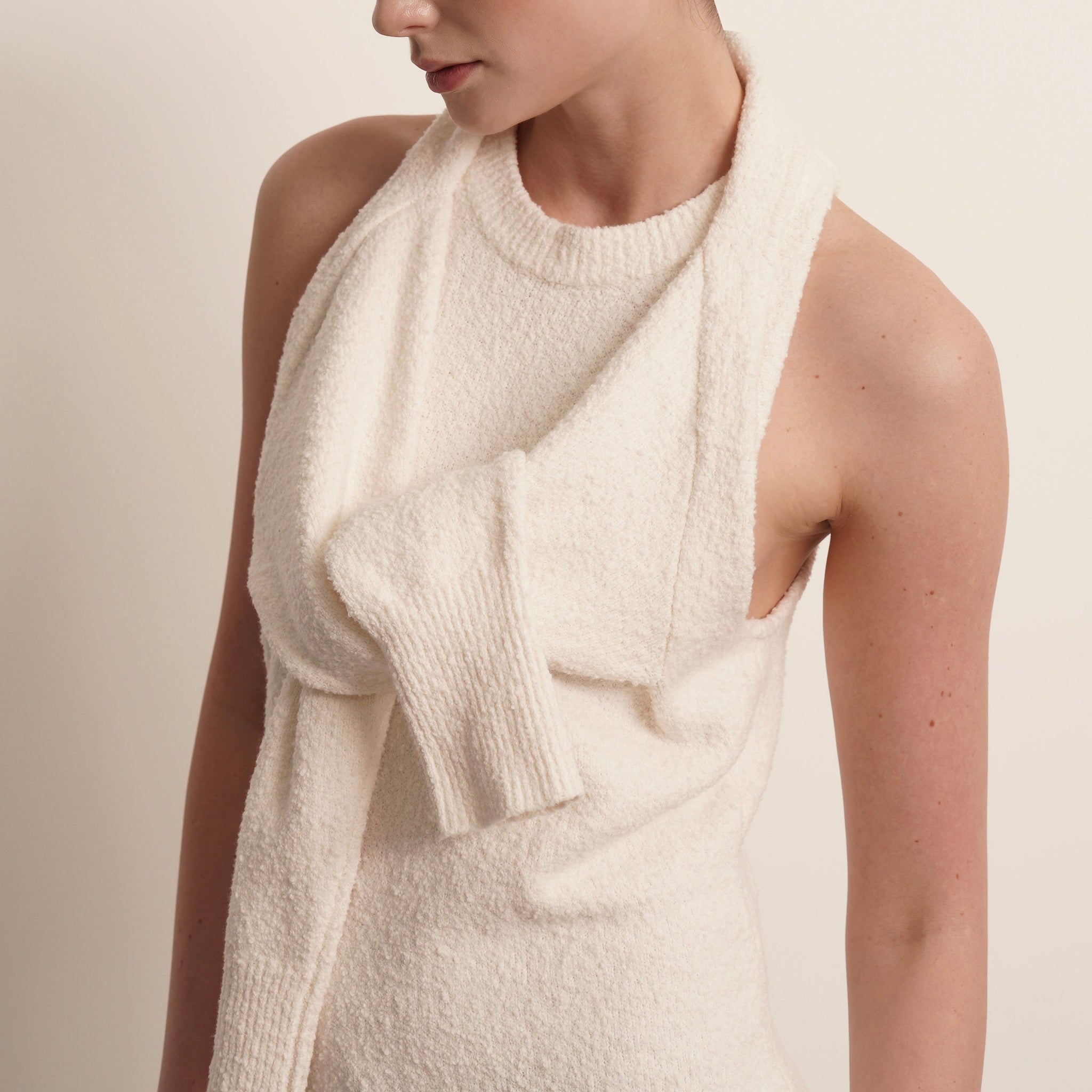 Jacqueline Wrapped Sweater Dress - Ivory