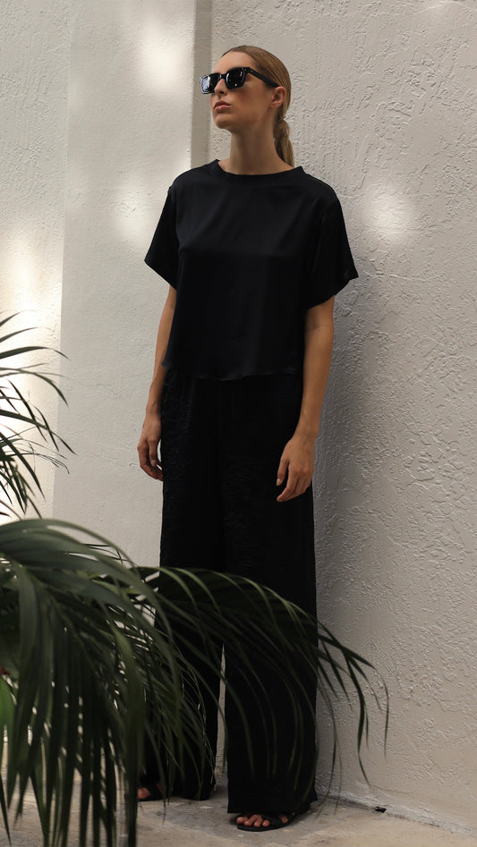 SILK PANTS - BLACK