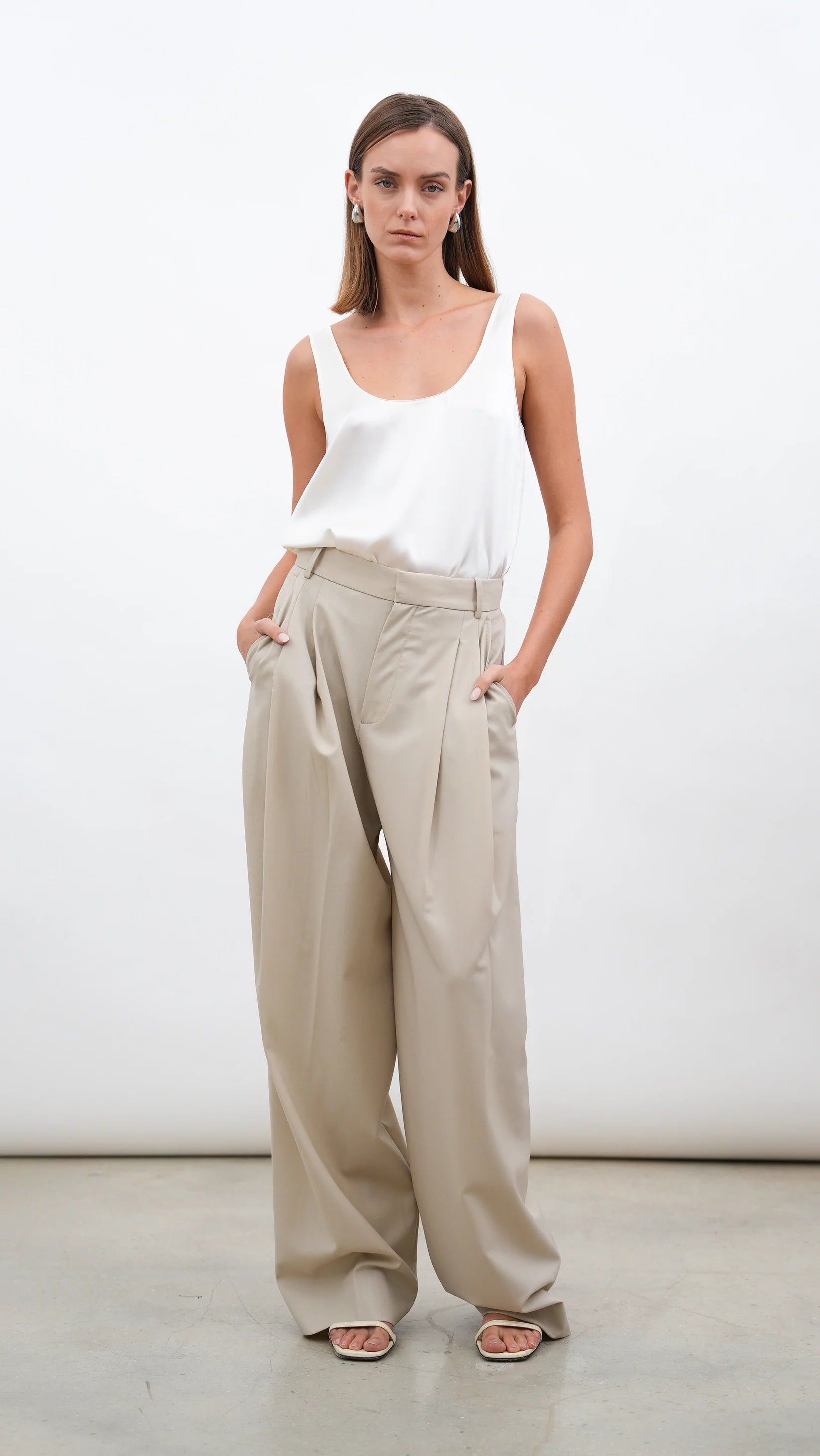 Isola Silk Cami - Off White Tops Parentezi