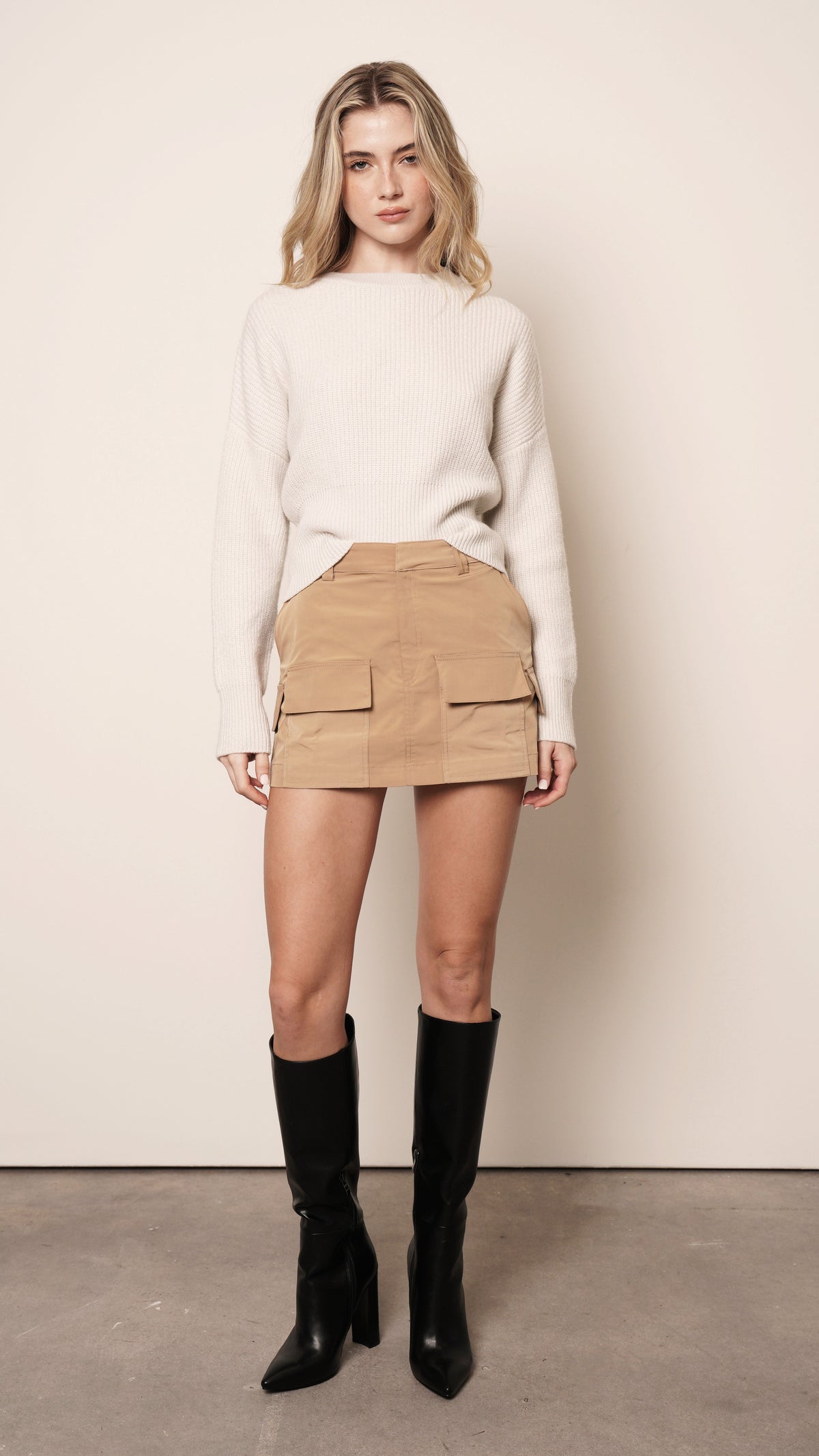 CASHMERE CREWNECK PULLOVER - PEARLED IVORY Sweaters Parentezi