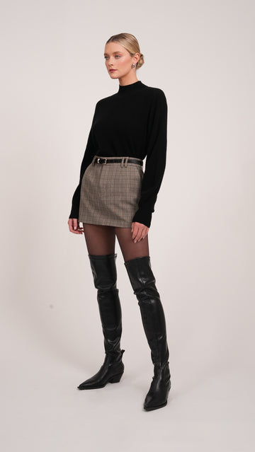 Gia Mini Skirt - Plaid Brown