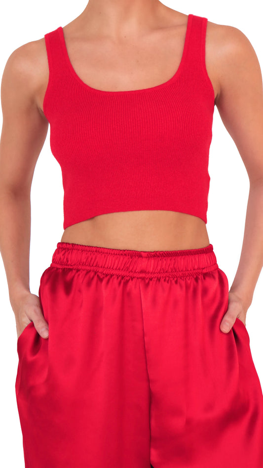 CASHMERE CROP TOP - RED