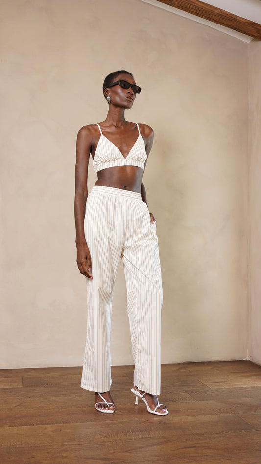 Ines Pants - Ivory/Camel