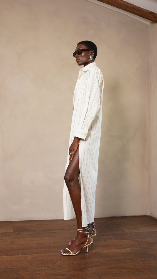 Leni Dress - Camel Stripe