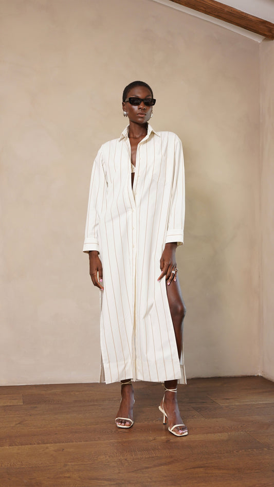 Leni Dress - Camel Stripe