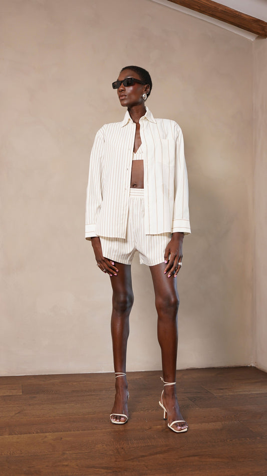 Cleo Shorts-ivory/camel