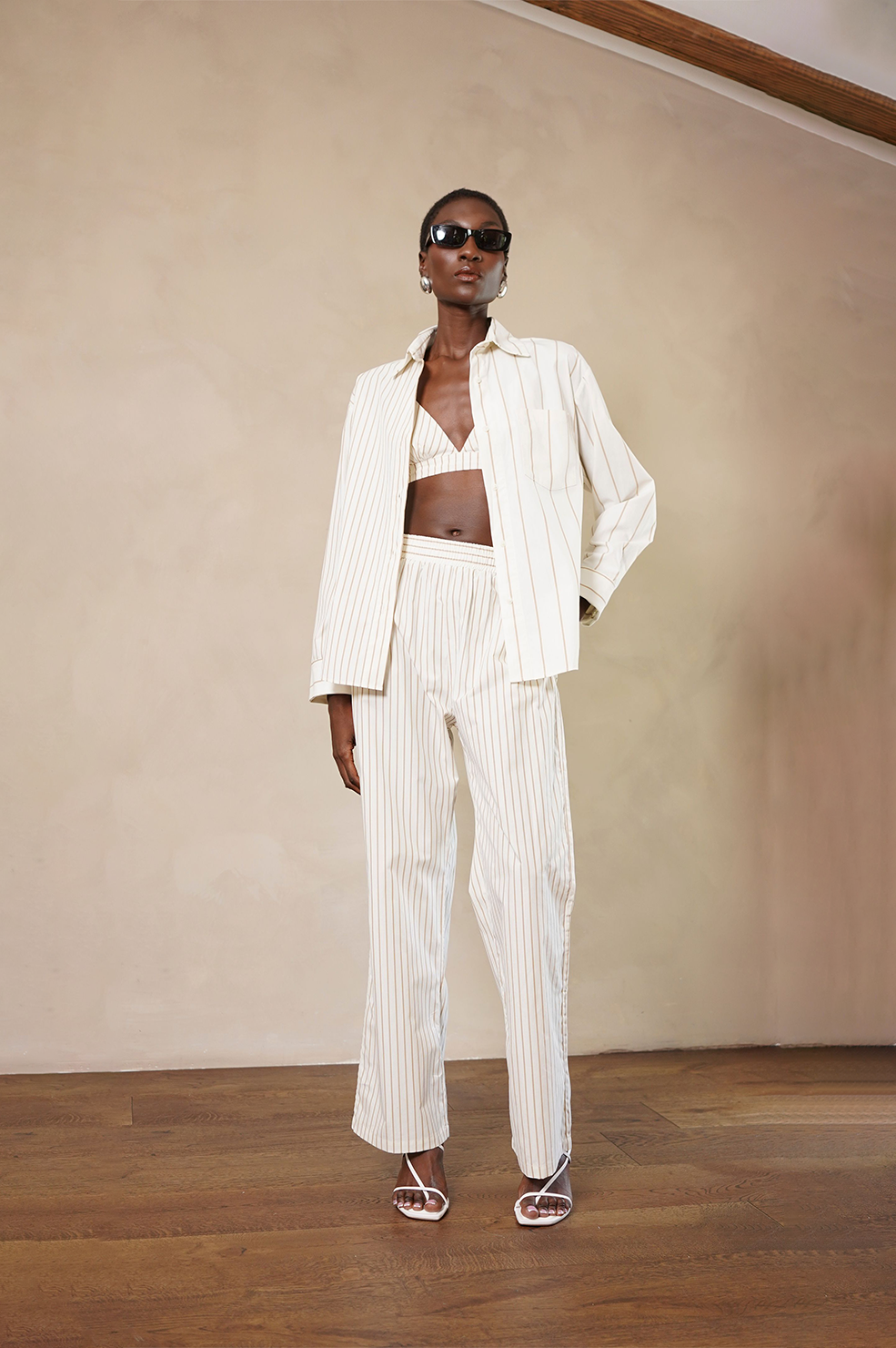 Nina Shirt - Ivory/Camel Tops Parentezi