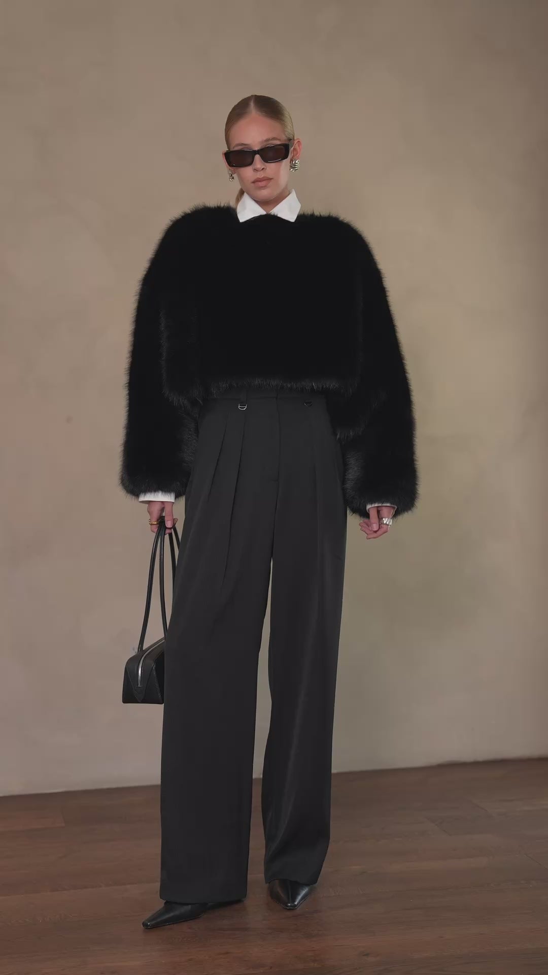 Lucienne Faux Fur Sweater - Charcoal Sweaters Parentezi