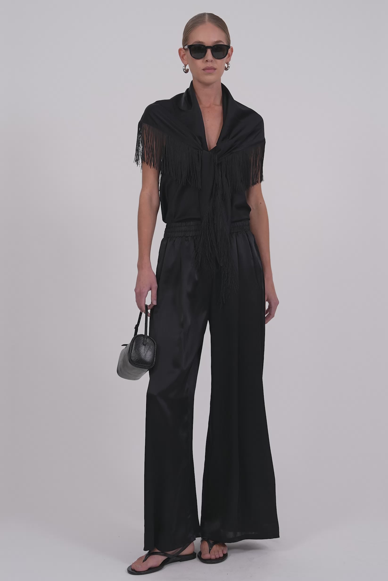 Fringe Silk Scarf Tops Parentezi