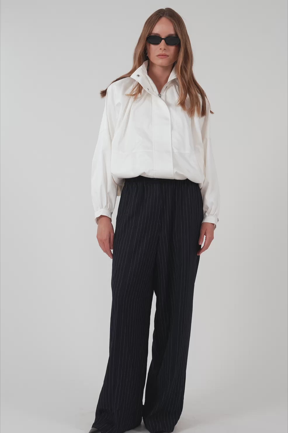 Marlowe Bubble Hem Jacket - White Tops Parentezi