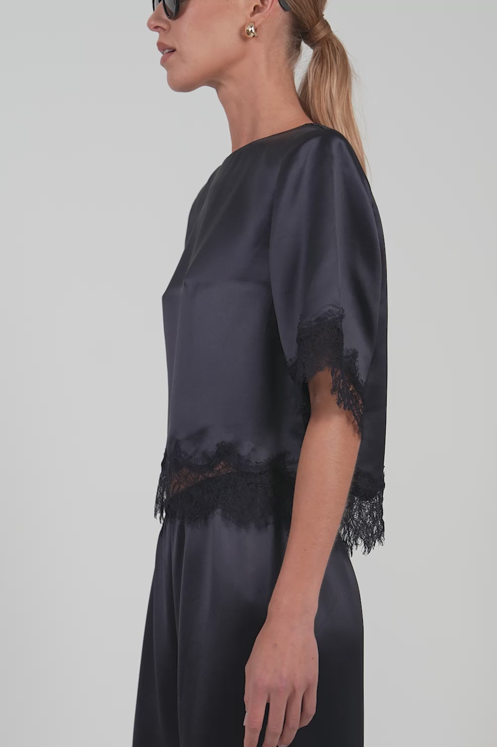 Midnight Satin Top Tops Parentezi