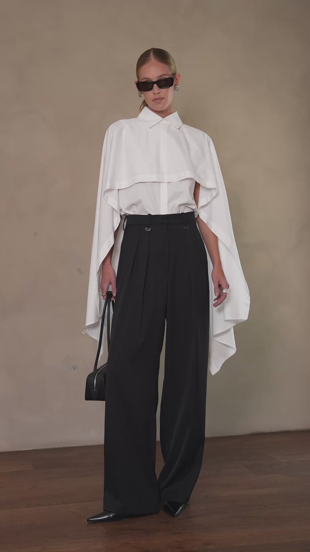 Lowe Cape Shirt - White Tops Parentezi