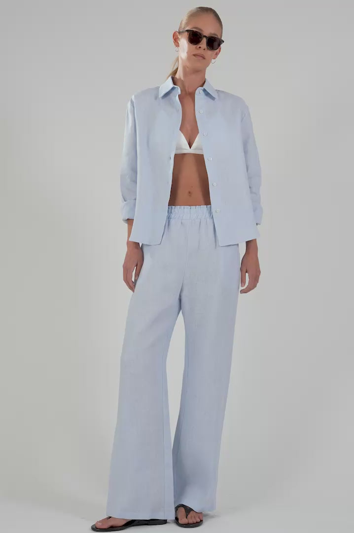Drew Linen Shirt - Baby Blue Tops Parentezi