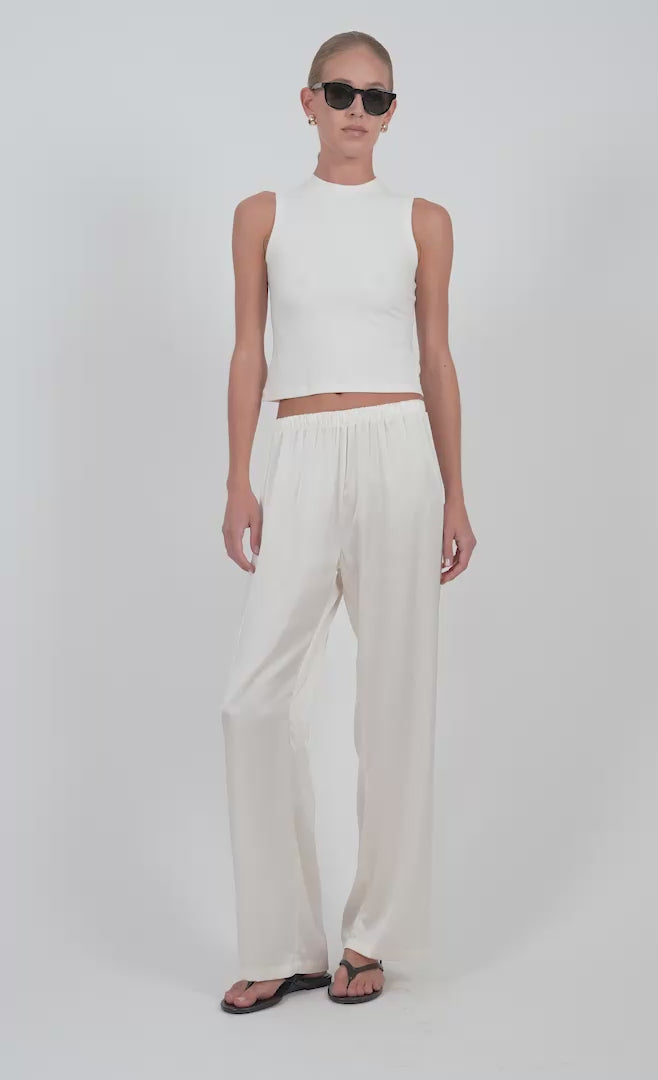 Clara Satin Pant - Ivory BOTTOMS Parentezi