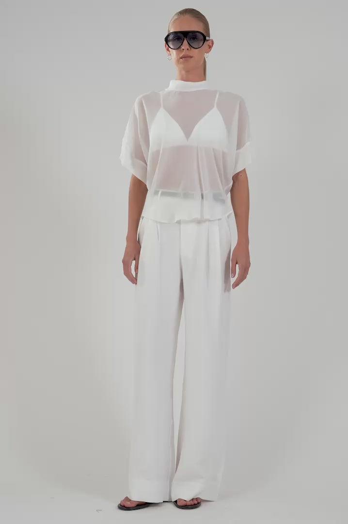 Scarlett Sheer Top - White Tops Parentezi