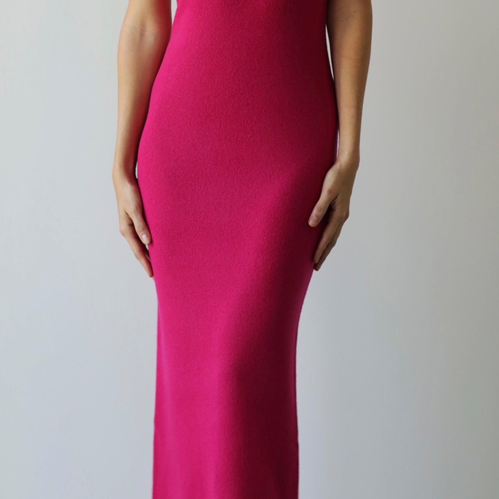 CASHMERE MAXI DRESS - FUCHSIA