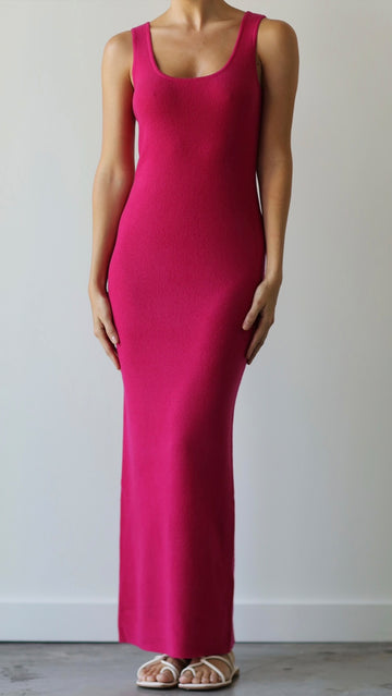 CASHMERE MAXI DRESS - FUCHSIA