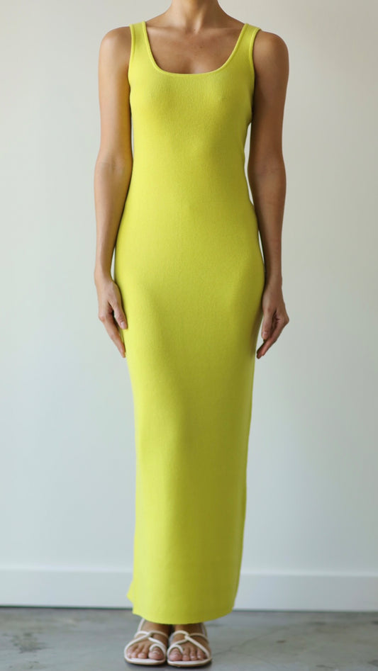 CASHMERE MAXI DRESS - NEON YELLOW